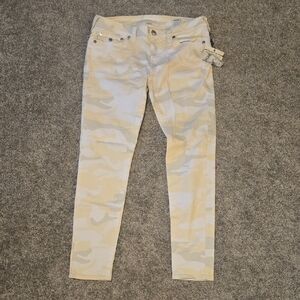 True Religion Women's Beige Camouflage Skinny Jeans